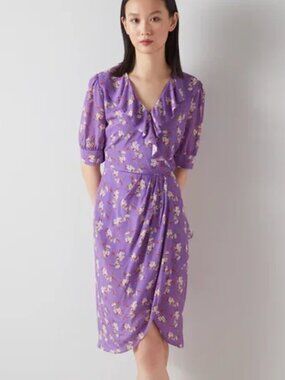 LK Bennett Ophelia Purple Floral Midi Dress